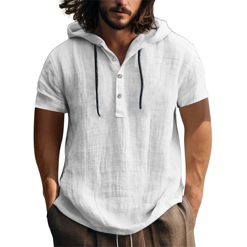 Herren lässiges Kurzarm-Hoodie mit Knopfleiste Echoarchiv