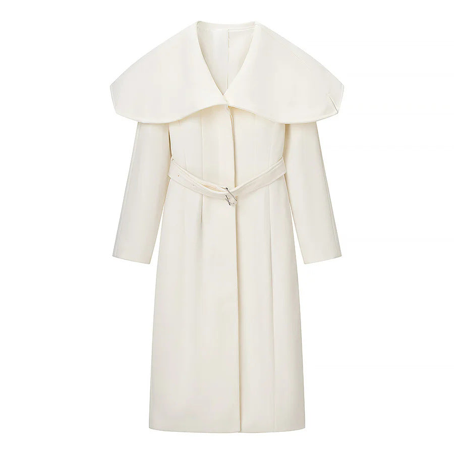 Damen nan eleganter Mantel mit übergroßem Cape-Kragen und Taillengürtel Echo Archiv