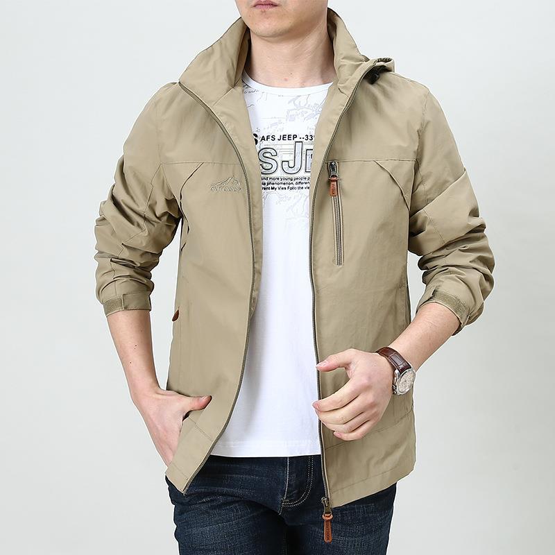 Herren Leichter winddichter Nylon-Blouson mit Stehkragen und Brustreißverschlusstasche Echoarchiv