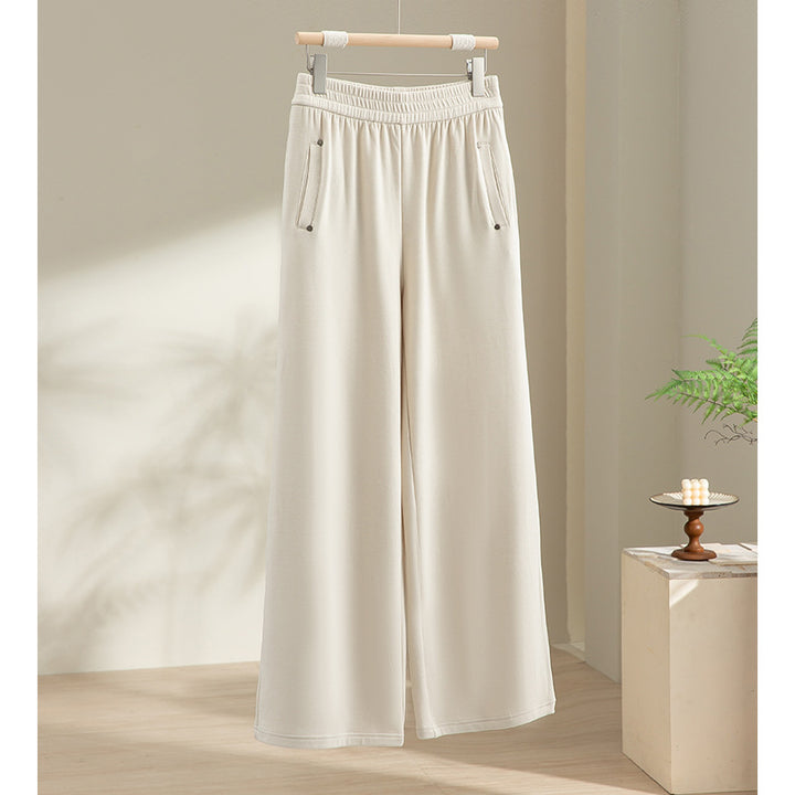 Damen Weite Satin-Loungehose mit elastischem Bund und Eingrifftaschen Echoarchiv