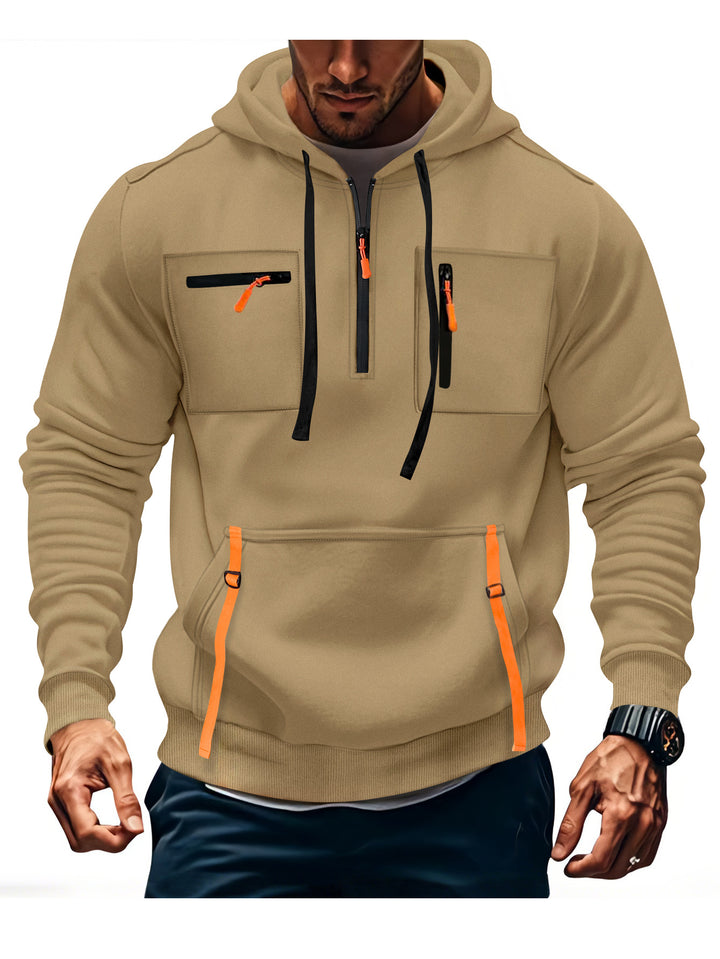 Herren modischer Kapuzenpullover mit funktionalen Reißverschlusstaschen Echoarchiv