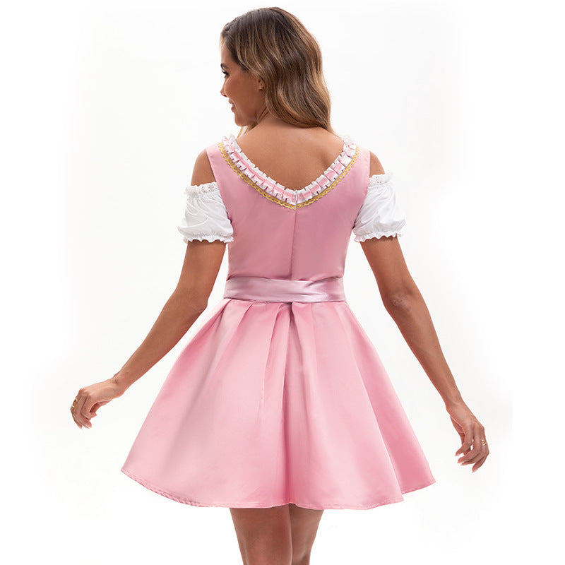 Damen nan traditionelles Dirndl Minikleid mit Spitzen-Schürze und Schnürung Echo Archiv