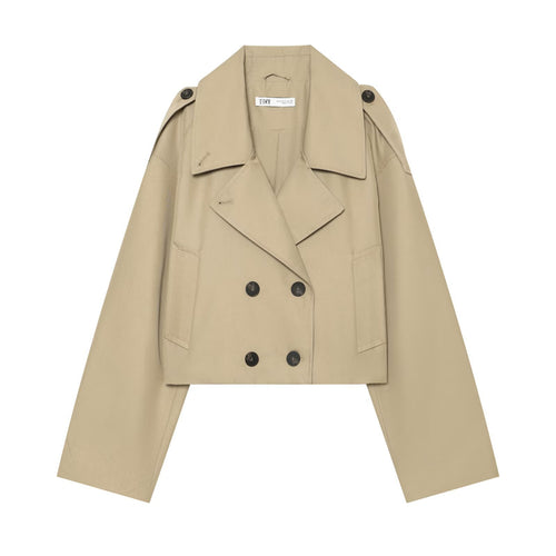 Damen Kurzjacke im Trenchstil mit Boxy-Schnitt, Doppelreihe und Schulterklappen Echo Archiv