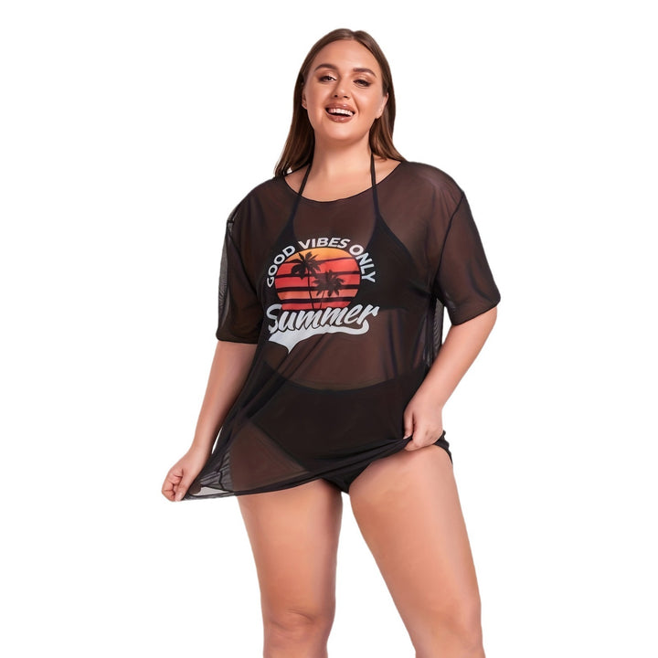 Damen Transparente Strandbluse mit sommerlichem Aufdruck Echo Archiv