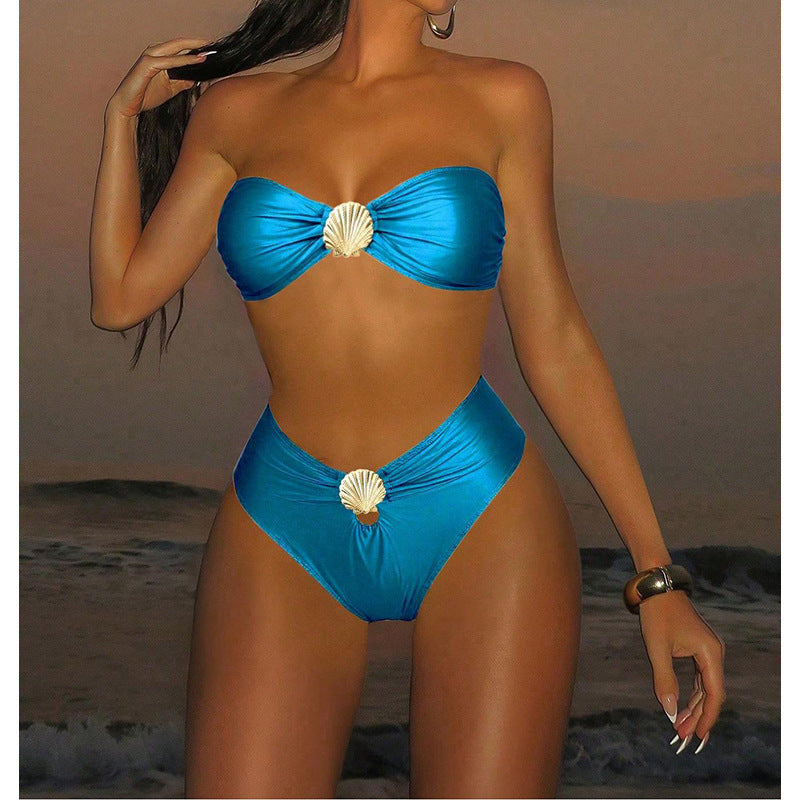 Damen Bandeau-Bikini mit schimmernder Muschel-Applikation Echo Archiv