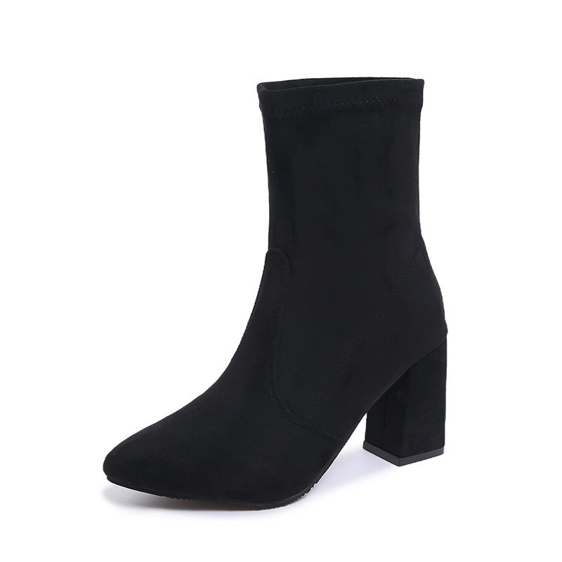 Damen nan knöchelhohe Stretch-Stiefelette mit spitzer Vorderkappe und komfortablem Blockabsatz Echo Archiv
