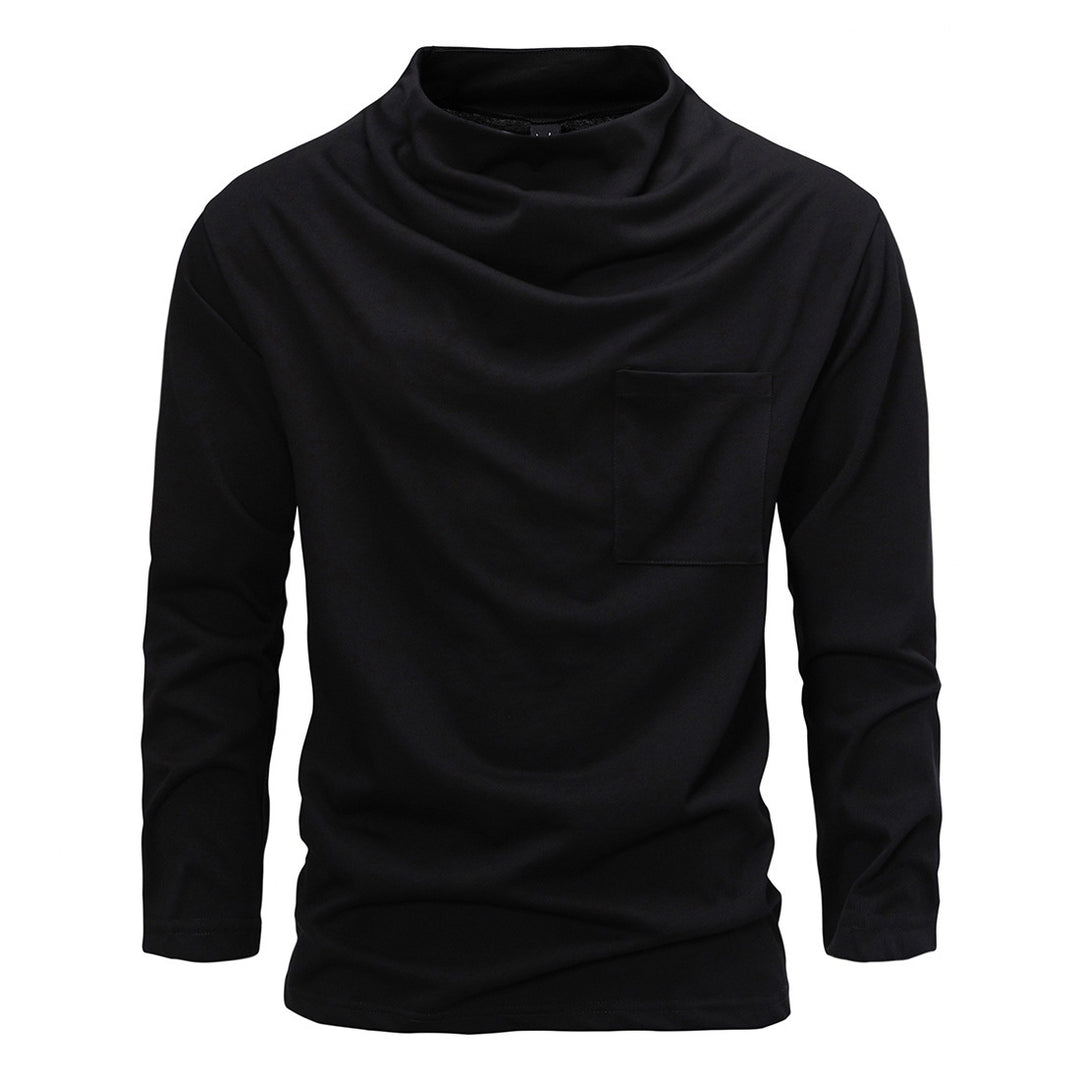 Herren Langarmshirt mit Wasserfallkragen und Brusttasche Echo Archiv