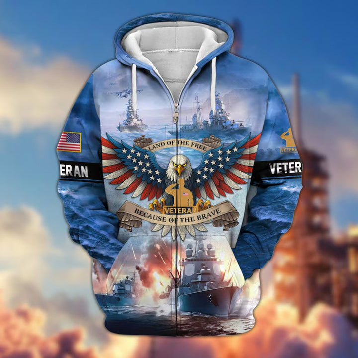 Herren Kapuzensweater mit amerikanischem Veteranenmotiv Echoarchiv