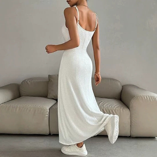 Damen Maxikleid mit zarten Trägern und raffinierter Rippstruktur Echo Archiv