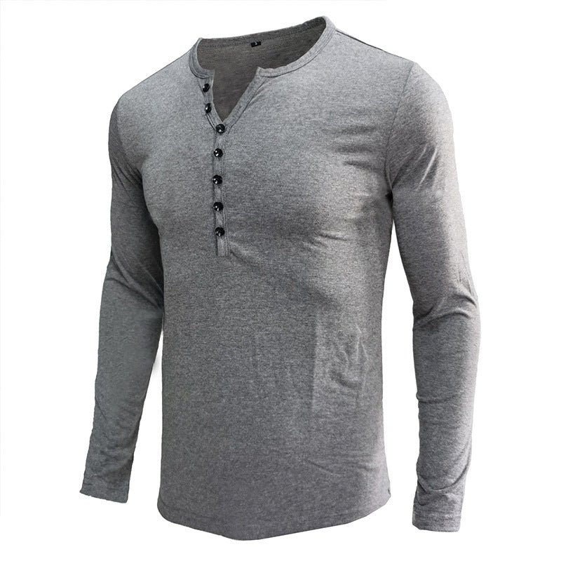 Herren Langarm-Henley-Shirt aus weichem Jersey mit modischem Knopfdesign Echoarchiv
