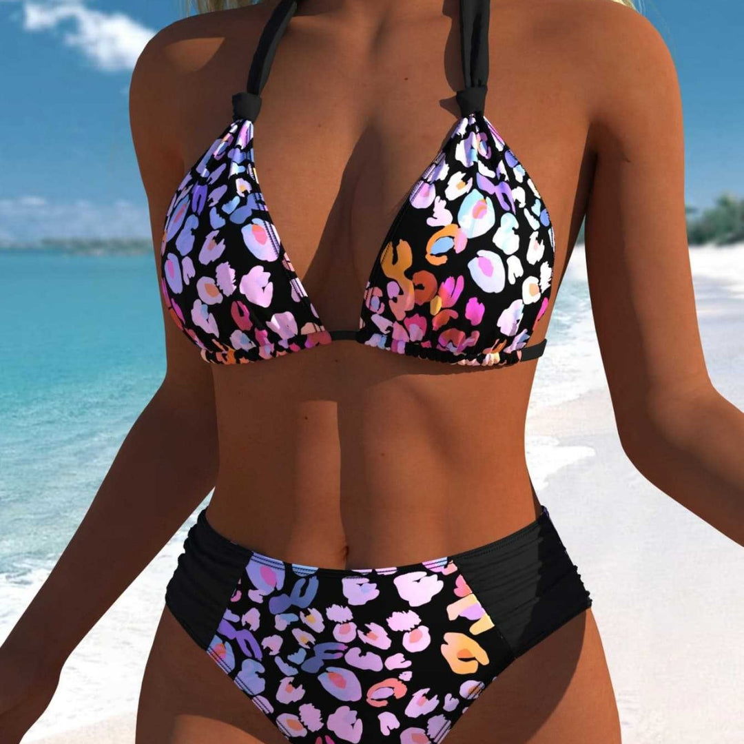 Damen Wickel-Bikini-Set mit floralem Design und hohem Bund Echo Archiv