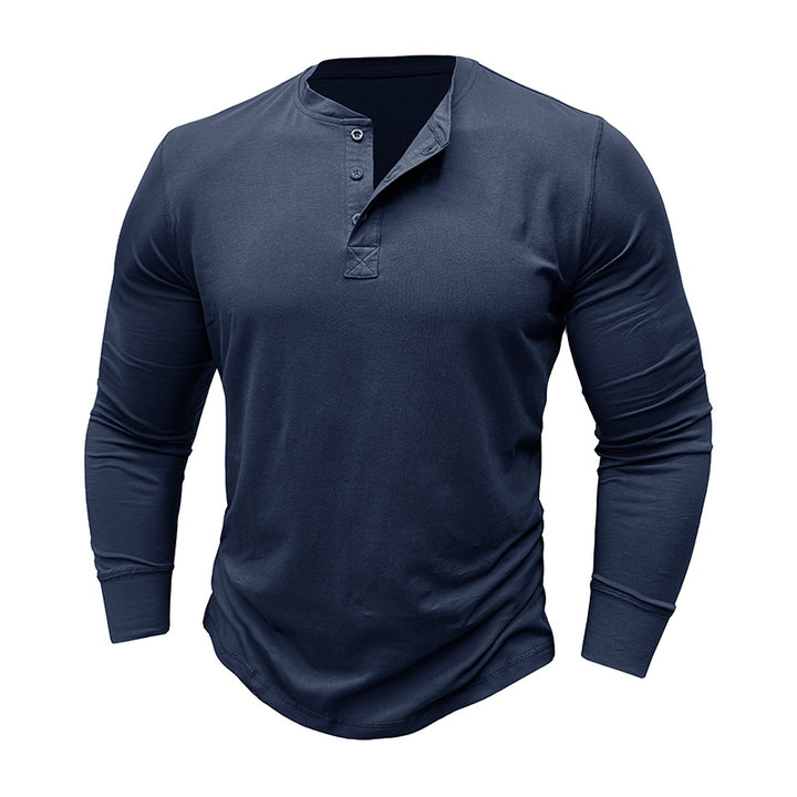 Herren modernes Langarmshirt mit Knopfleiste und bequemen Schnitt Echoarchiv