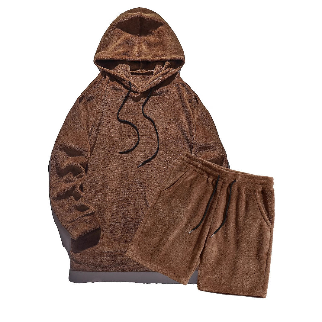 Herren Kuscheliges Hoodie-Shorts-Set Echoarchiv