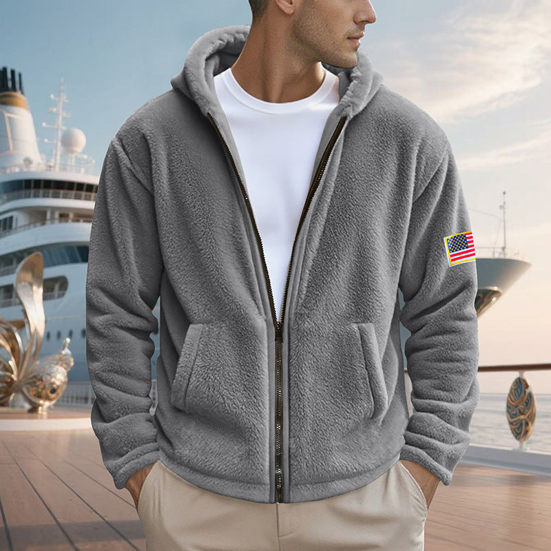 Herren gemütlicher Kapuzenpullover aus weichem Fleece mit bequemem Schnitt Echoarchiv