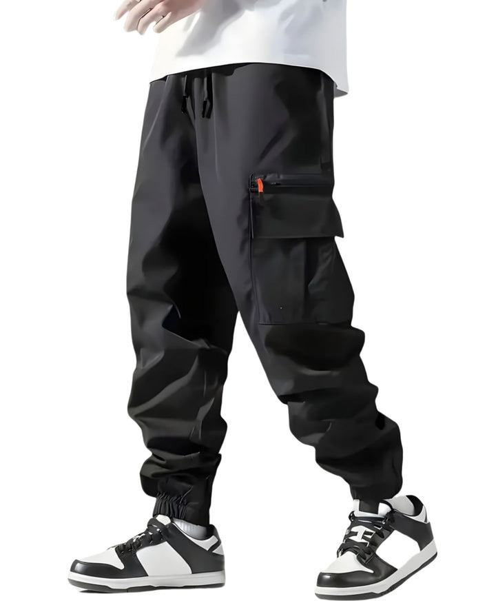 Herren Technische Cargo-Jogginghose mit Reißverschlusstaschen, Tunnelzug und elastischen Knöchelbündchen Echo Archiv