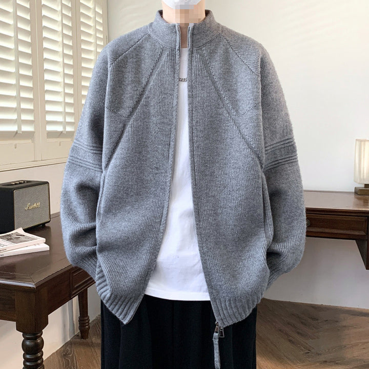 Herren Modische Strickjacke mit hohem Kragen Echo Archiv