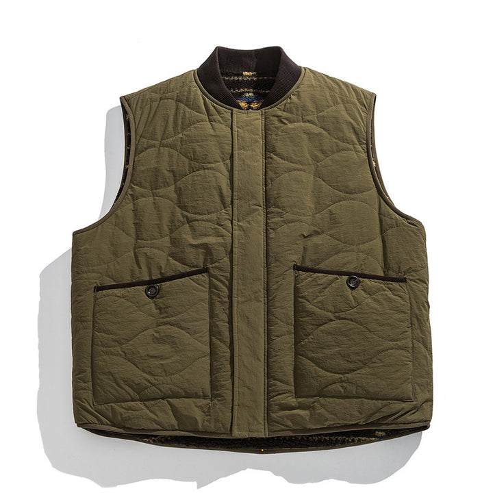 Unisex Wendbare gesteppte Weste mit Jacquard‑Fleece und aufgesetzten Taschen Echo Archiv