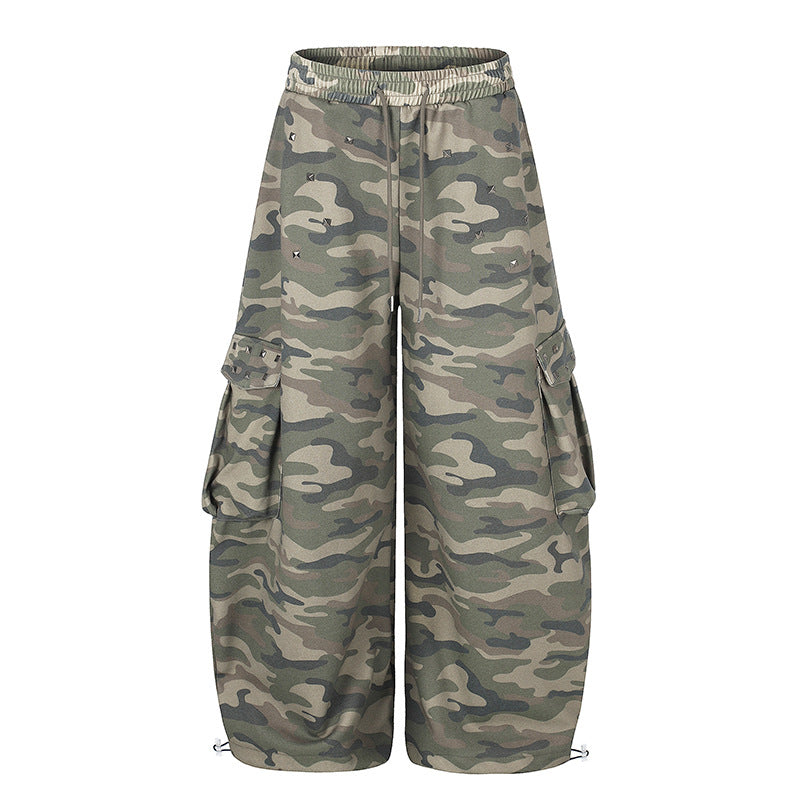 Damen Weite Cargohose im Camouflage-Design mit elastischem Bund und großen Taschen Echoarchiv