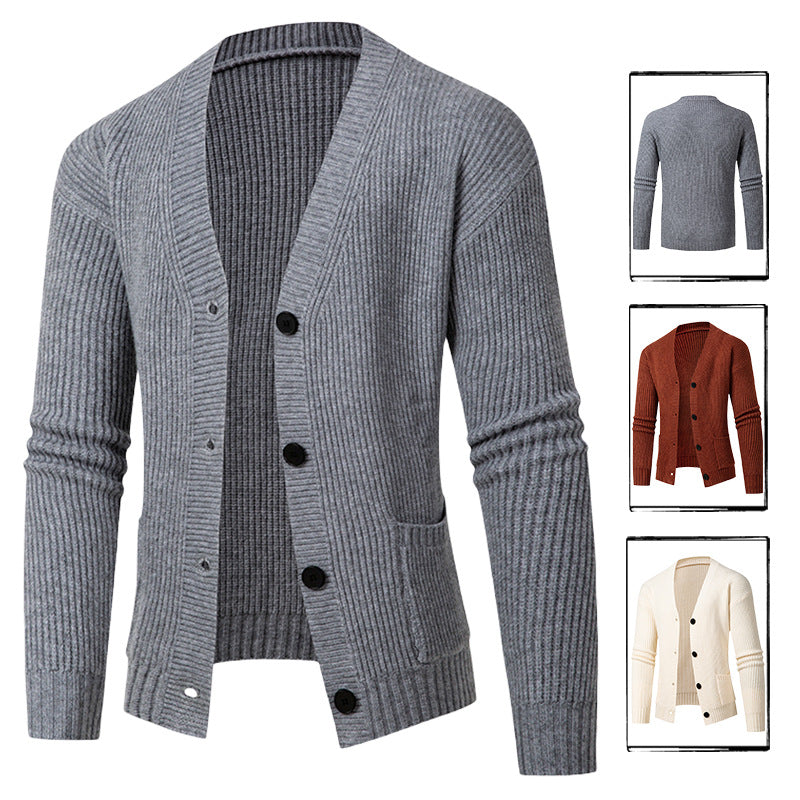 Herren modische Strickjacke mit feinem Rippstrickdesign Echoarchiv