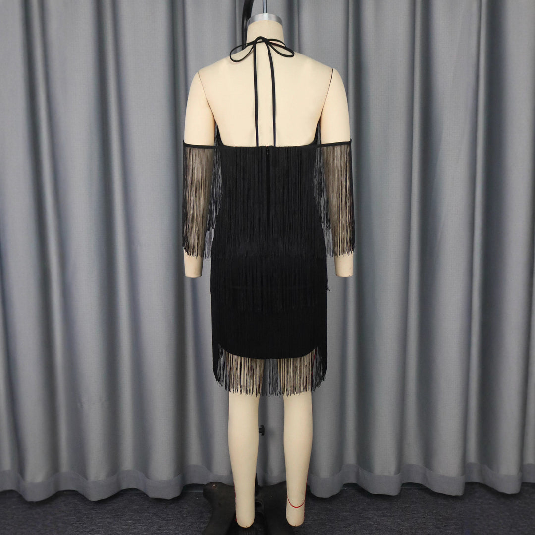 Damen Fransen Cocktailkleid mit trägerlosem Design Echo Archiv