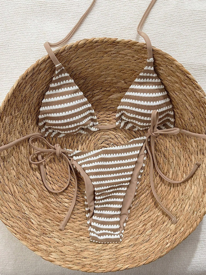 Damen Triangel-Bikini-Set mit verstellbaren Trägern und verspieltem Muster Echo Archiv