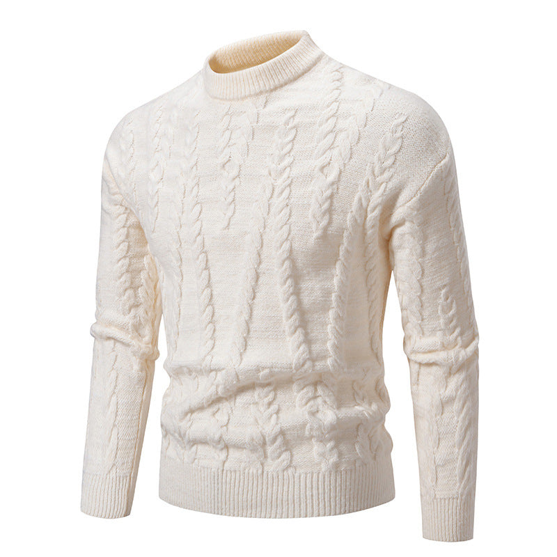 Herren Strickpullover mit Zopfmuster und hohem Kragen Echoarchiv