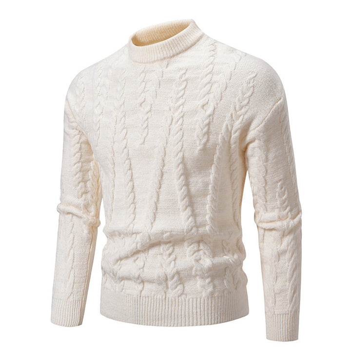 Herren Strickpullover mit Zopfmuster und hohem Kragen Echoarchiv