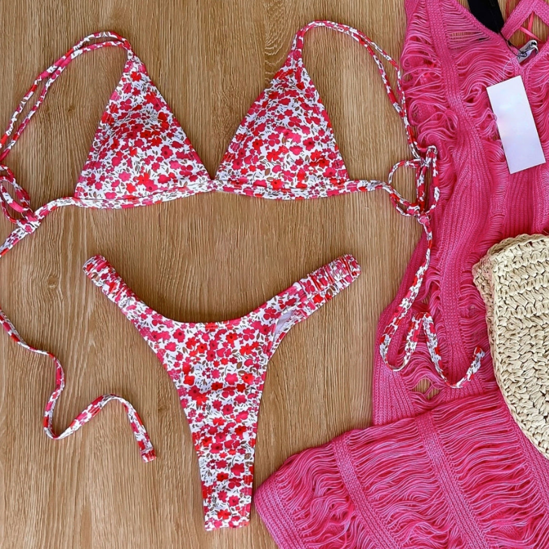 Damen Triangel-Bikini mit floralem Design und verstellbaren Trägern Echo Archiv