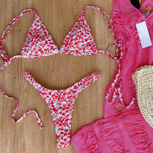 Damen Triangel-Bikini mit floralem Design und verstellbaren Trägern Echo Archiv