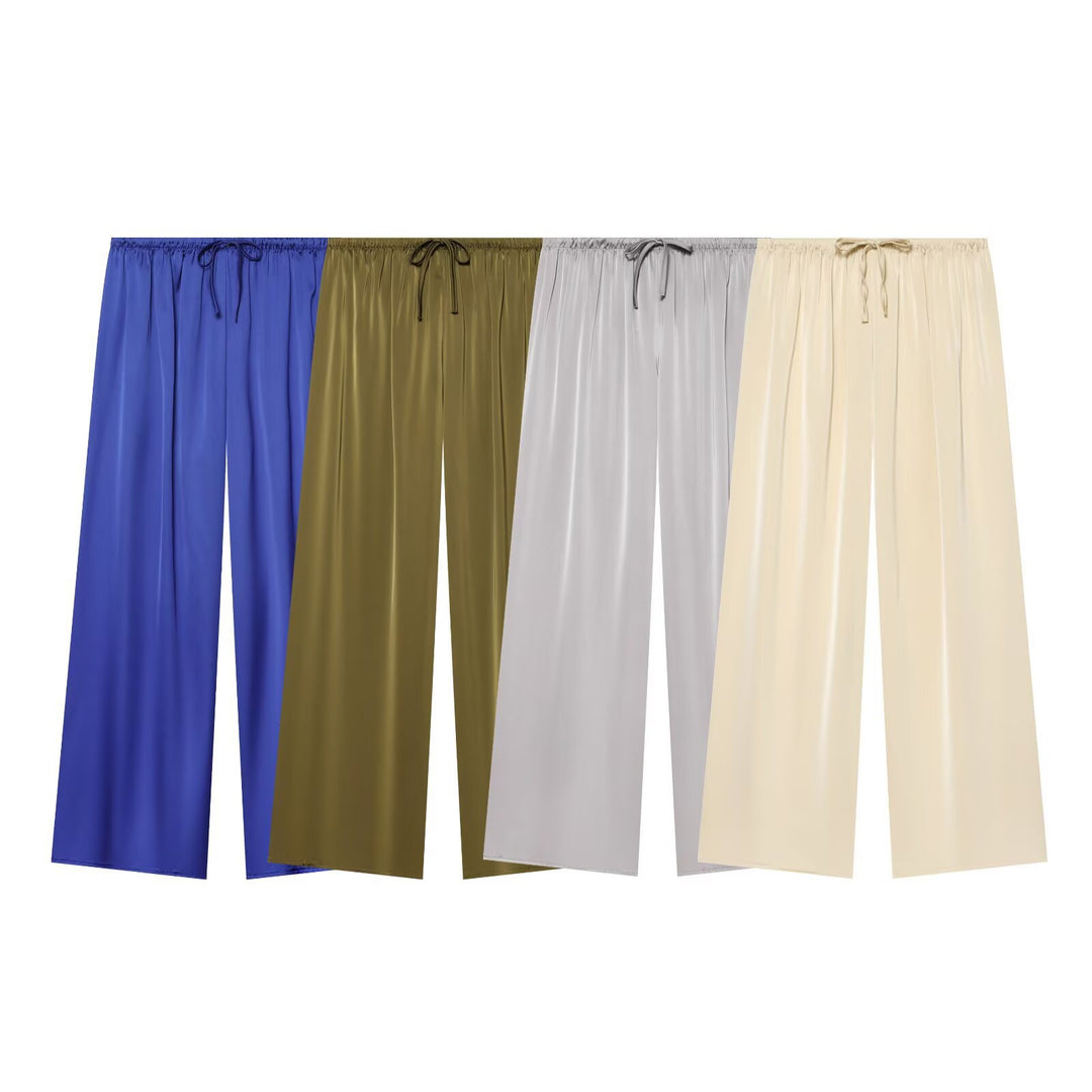 Damen Weite Satin-Palazzohose mit elastischem Tunnelzugbund Echo Archiv