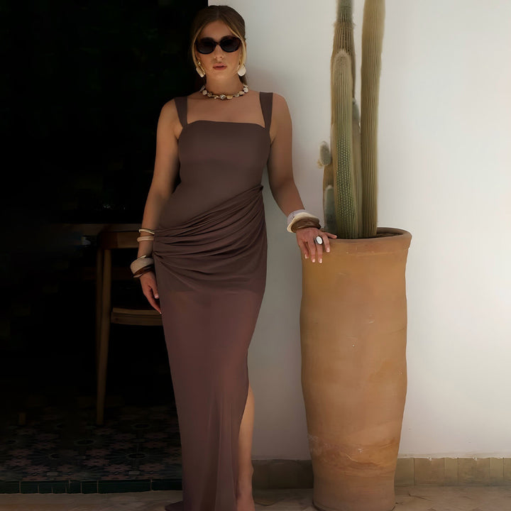 Damen Maxikleid mit elegantem Wickeldesign und verführerischem Schlitz Echo Archiv