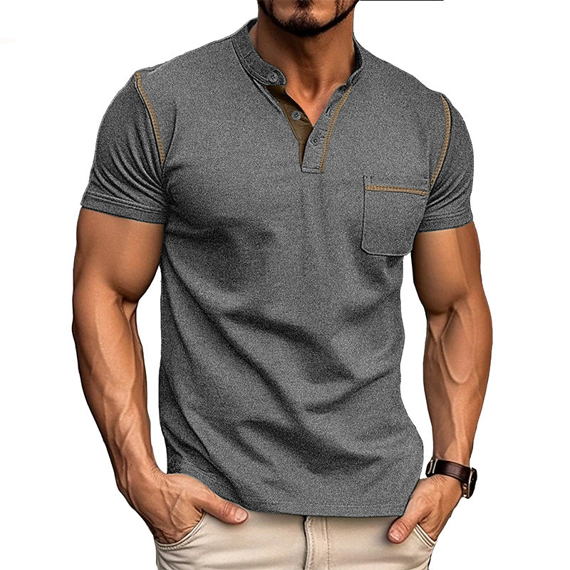 Herren Kurzarmshirt mit modischem Henley-Ausschnitt und praktischer Brusttasche Echoarchiv