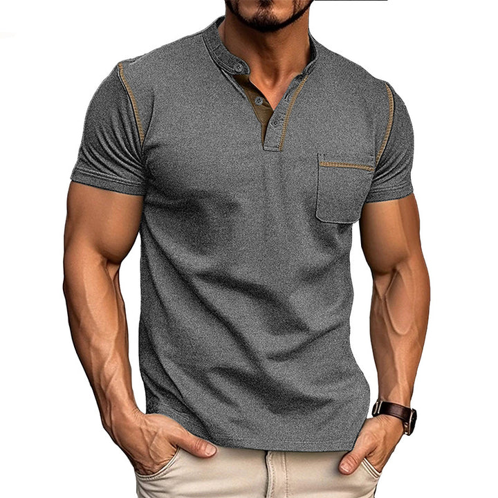 Herren Kurzarmshirt mit modischem Henley-Ausschnitt und praktischer Brusttasche Echoarchiv