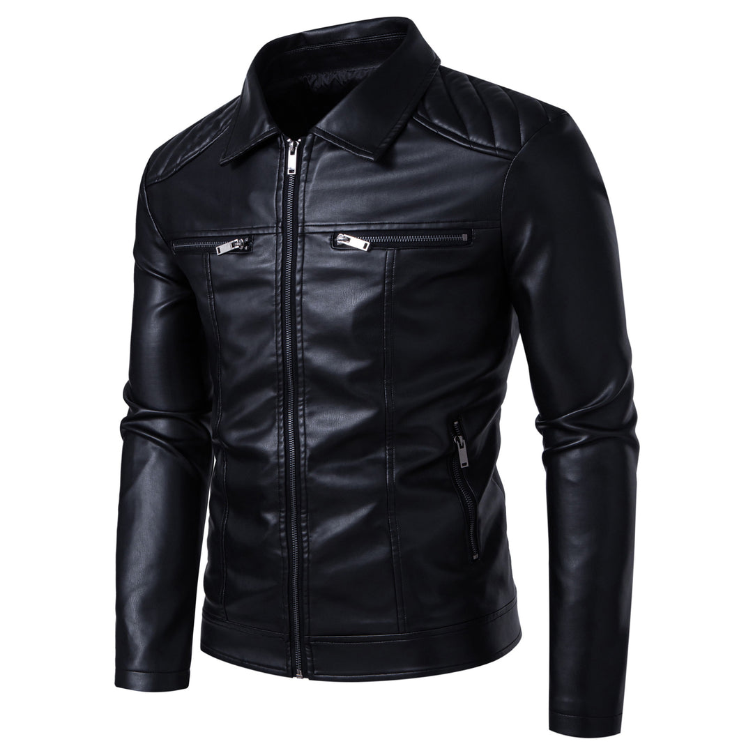 Herren Modische Lederjacke mit Schulterpolster Echo Archiv