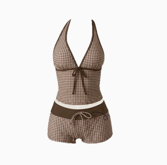 Damen Tankini mit modischem Punktmuster und verstellbarem Halter – Avérine