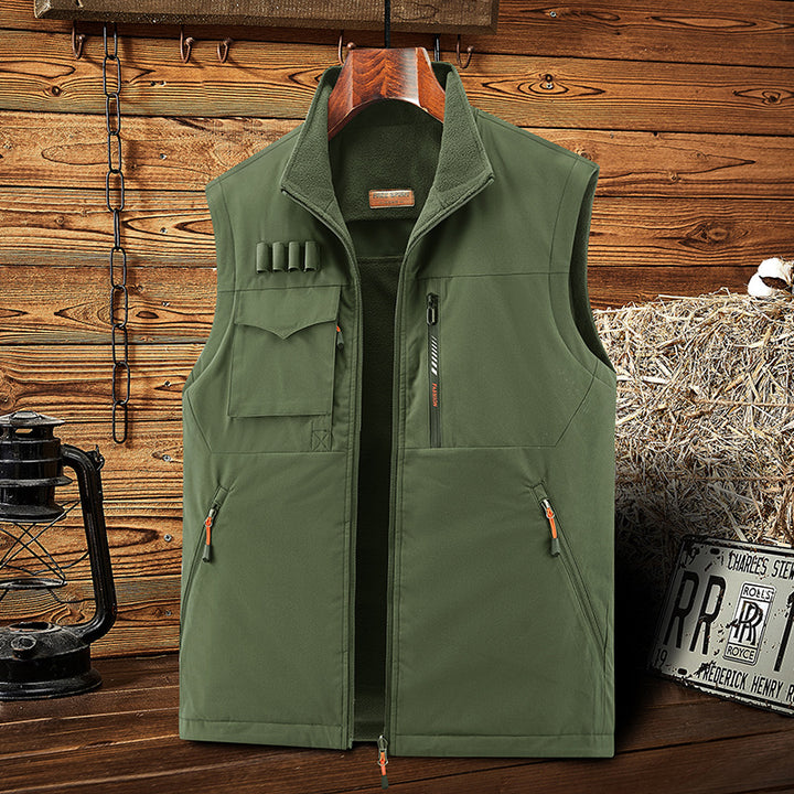 Herren Multifunktionale Outdoor‑Weste mit Fleece‑Futter, Mehrfachtaschen und Patronen‑Schlaufen – Marzano