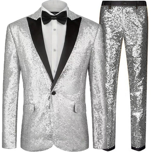 Herren eleganter Paillettenanzug im festlichen Design Echoarchiv