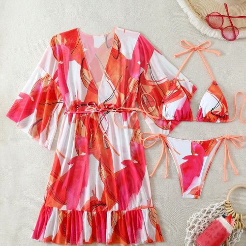 Damen Bikiniset mit floralem Kaftan Echo Archiv