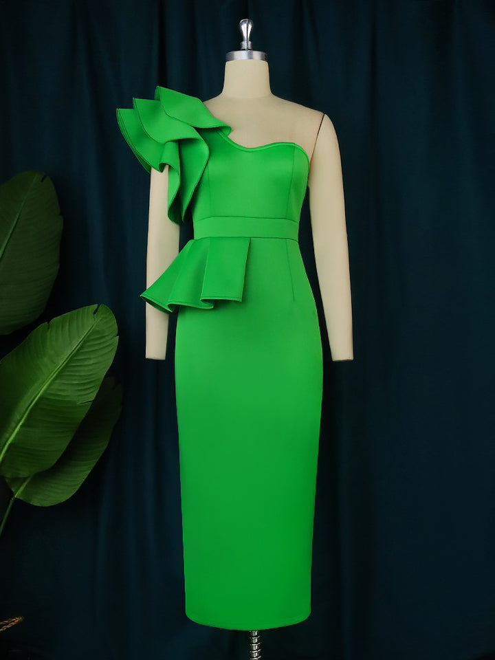 Damen Figurbetontes Kleid mit asymmetrischem Volant Echo Archiv