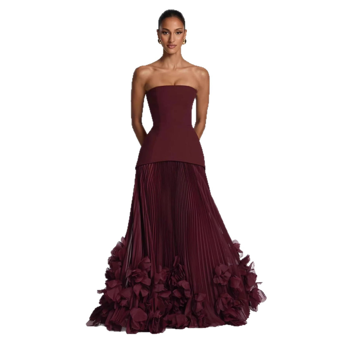 Damen Elegantes schulterfreies Abendkleid mit raffinierten Rüschen – Élara