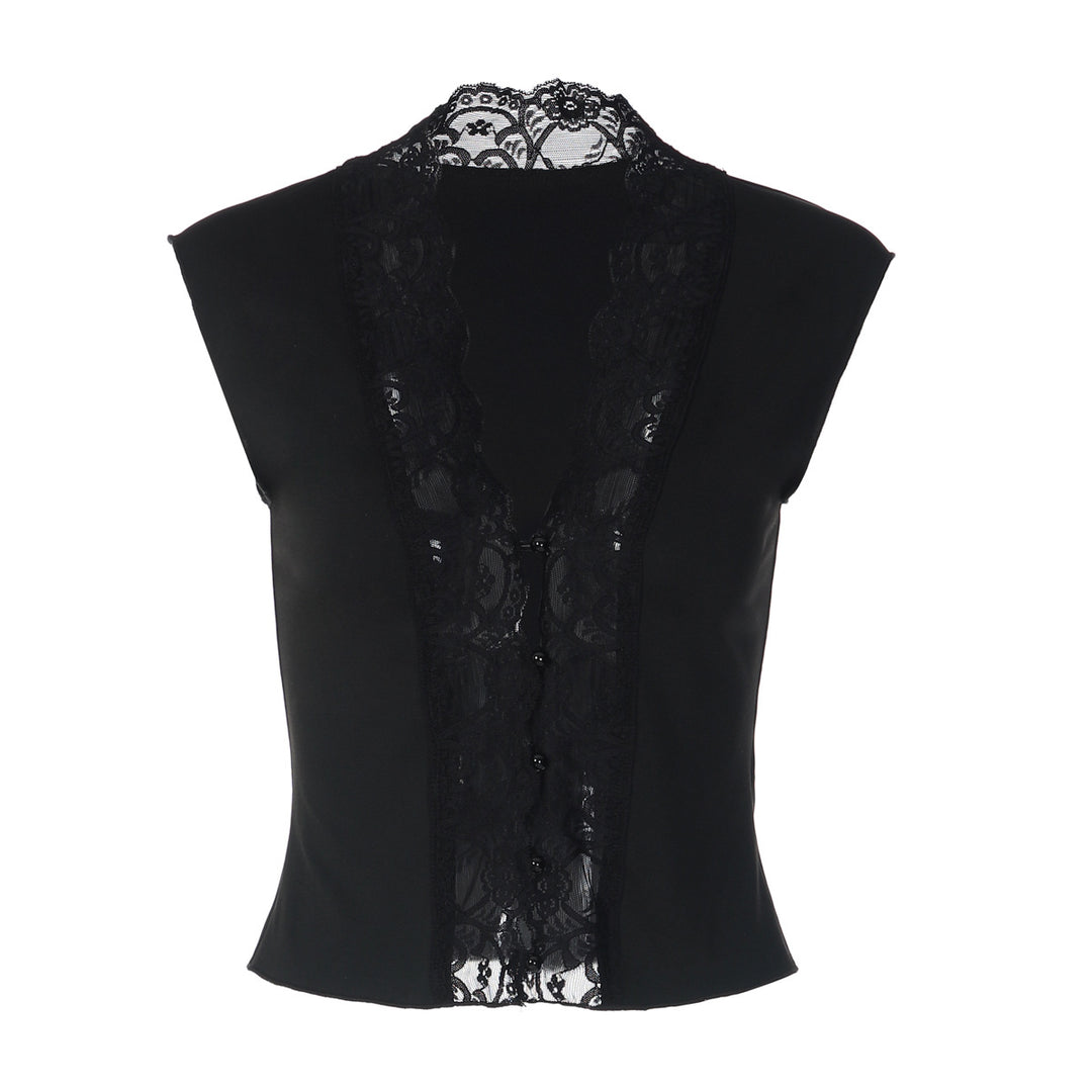 Damen Elegantes Spitzenoberteil mit tiefem V-Ausschnitt Echo Archiv