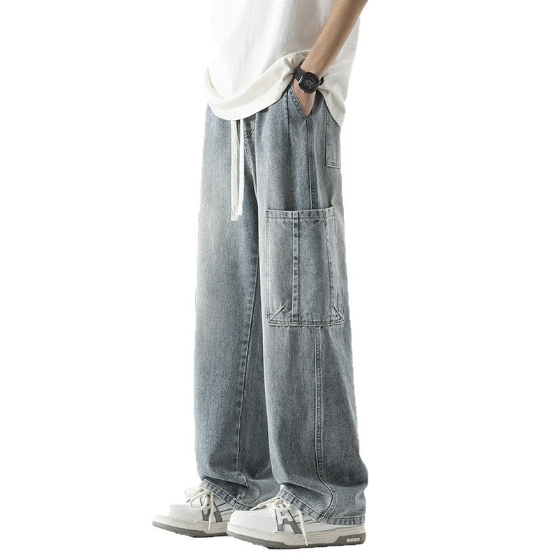 Herren Überdimensionierte Jeans-Hose mit multifunktionalen Taschen Echoarchiv