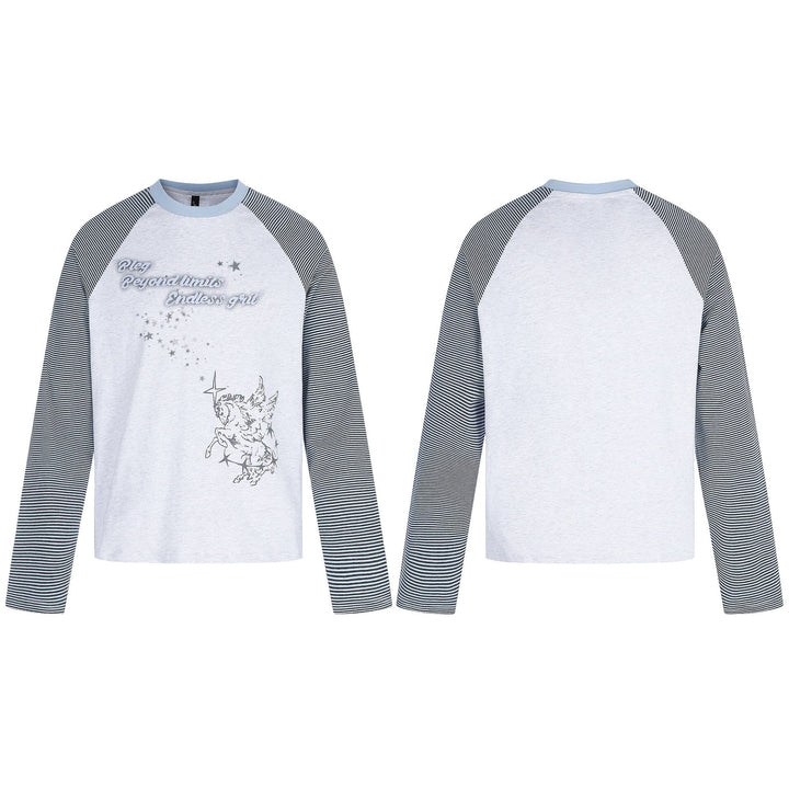 Damen Langarmshirt mit Raglanärmeln und Einhorn-Print Echoarchiv