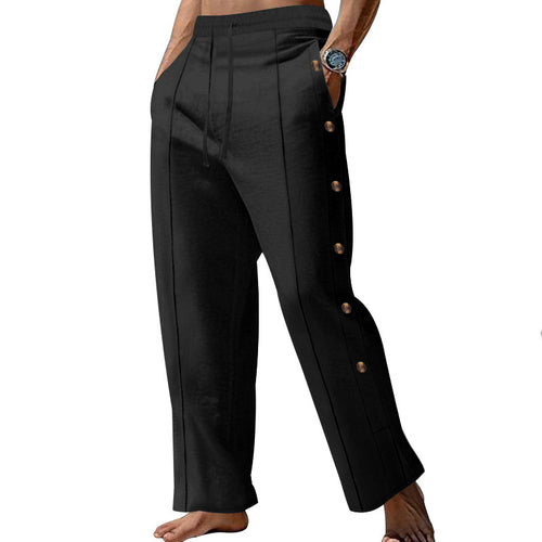 Herren Elegante Freizeithose mit verstellbarem Bund und praktischen Druckknöpfen Echoarchiv