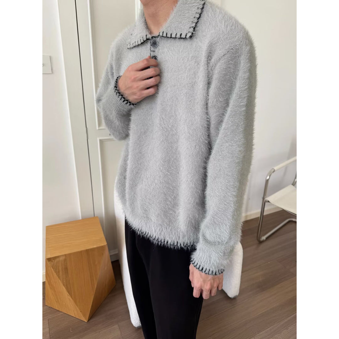 Damen Kuscheliger Grobstrickpullover mit Polokragen Echoarchiv