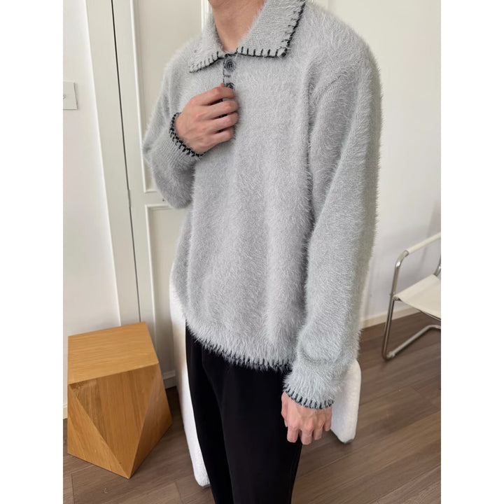 Damen Kuscheliger Grobstrickpullover mit Polokragen Echoarchiv