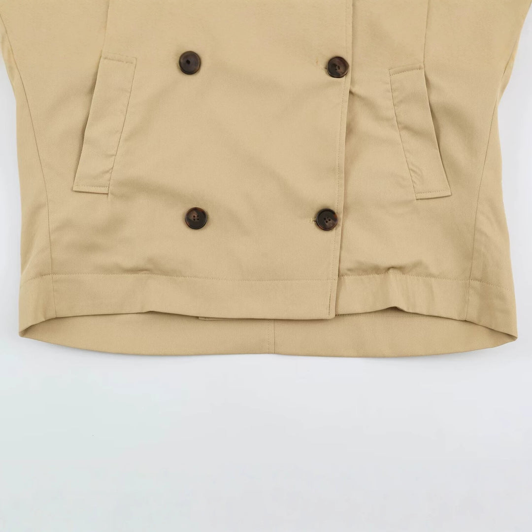 Damen Kurztrenchjacke im Oversize-Schnitt mit doppelter Knopfreihe und Schulterriegeln Echoarchiv