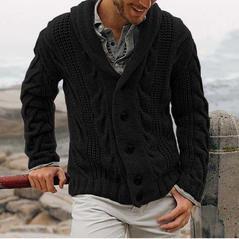 Herren nan grobstrick Cardigan mit Schalkragen und Zopfmuster Echo Archiv