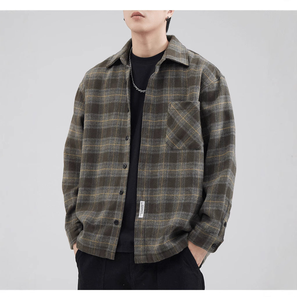 Herren Lässiges Karomuster Hemdjacke – Taviero