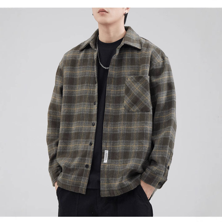 Herren Lässiges Karomuster Hemdjacke – Taviero
